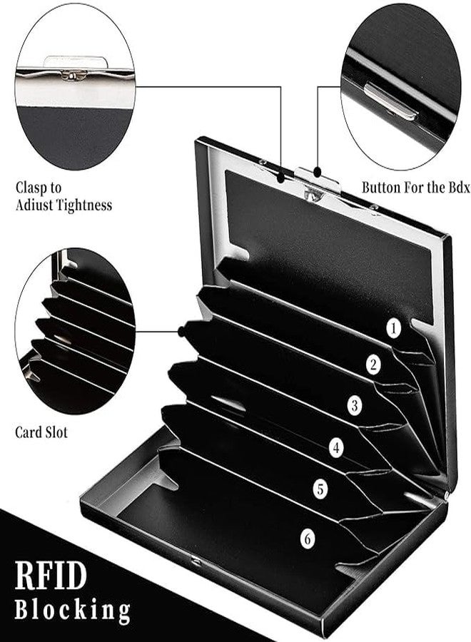 encELade Metal Water-Resistant Stainless Steel World Map Debit/Credit Business ATM 6 Card Holder For Men & Women (Black) - Image 4